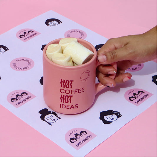 Caneca rosa hot coffee hot ideas